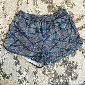 Turquoise(ish) zig zag patterned athletic shorts